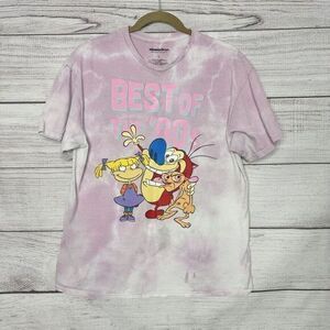 NIckelodeon Best of the 90's Tie Dye‎ Ren Stimpy Rocko Pink T-shirt size L